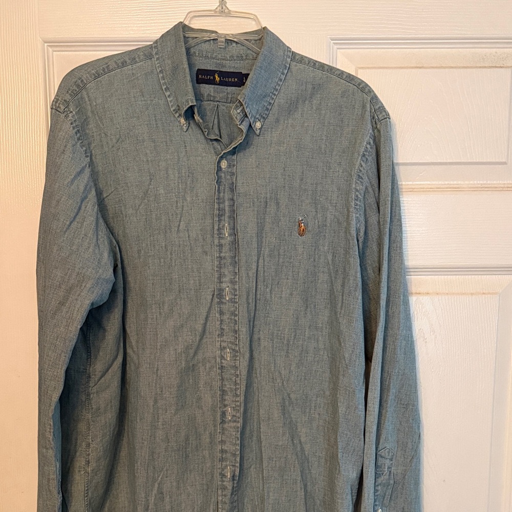 Ralph Lauren Light Blue Jean Like Casual Button Down Shirt